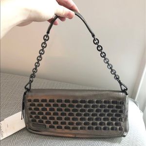 Pewter leather Calvin Klein clutch